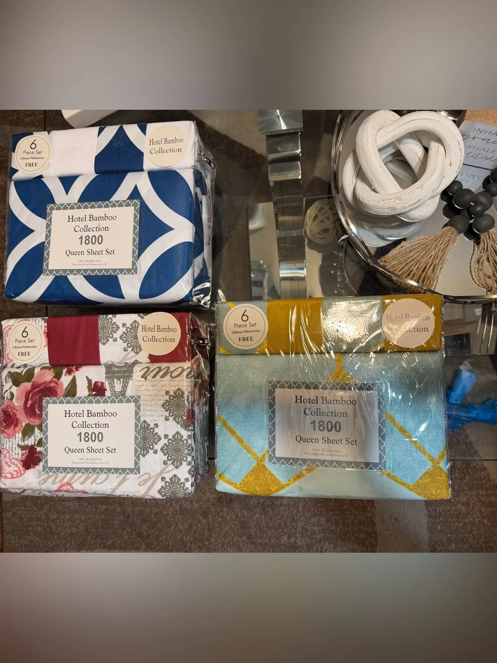 Hotel Bamboo Collection 1800 Queen Sheet Sets - Blue, Teal, Floral, Navy Mix